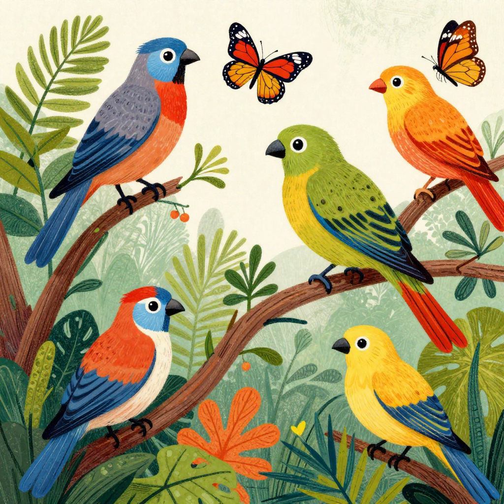 Ilustración digital de fauna colombiana